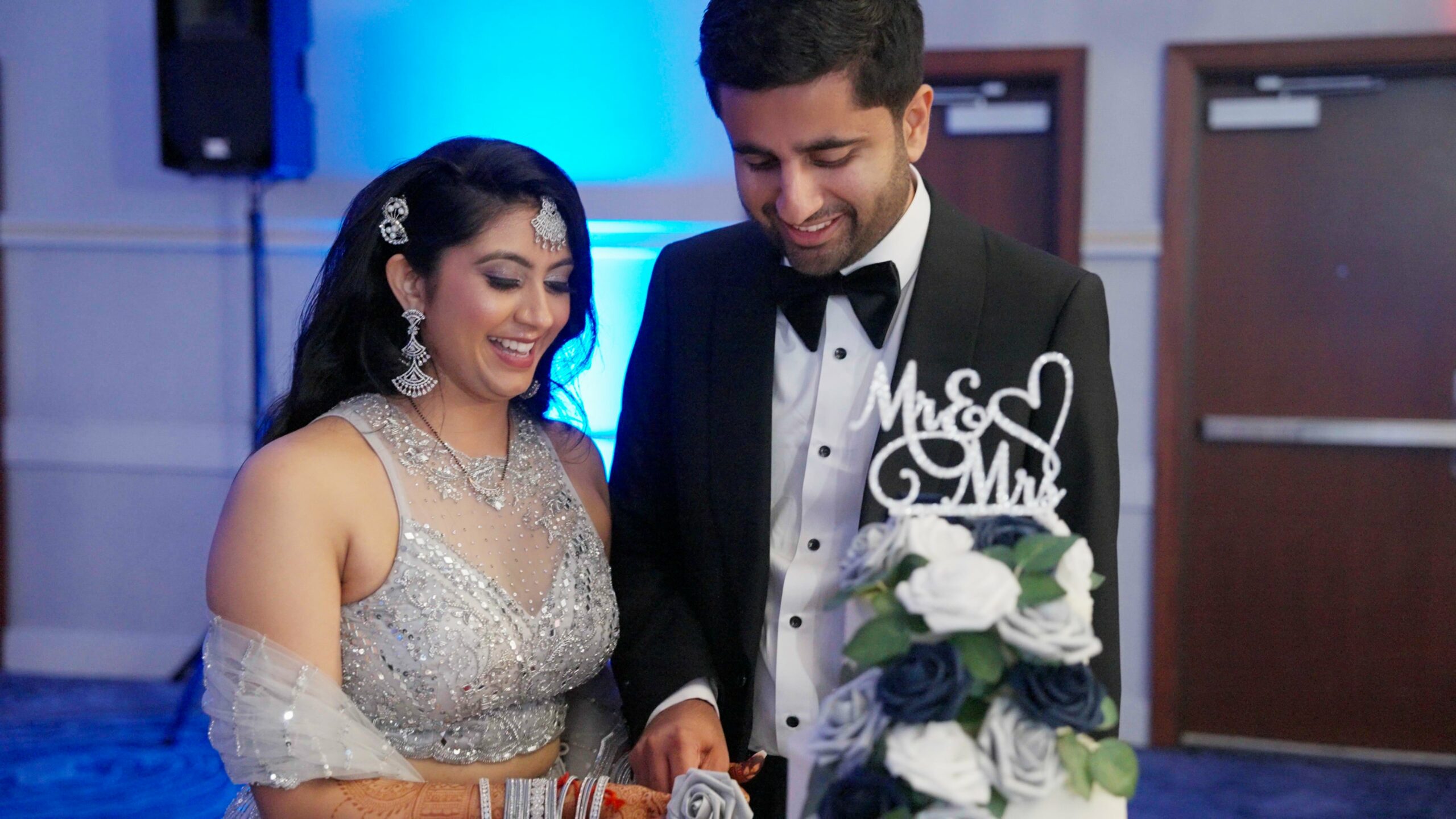 Hyatt Regency Dulles Herndon VA Hindu Wedding | Jahnvi & Rajan | Reception Cake Cutting
