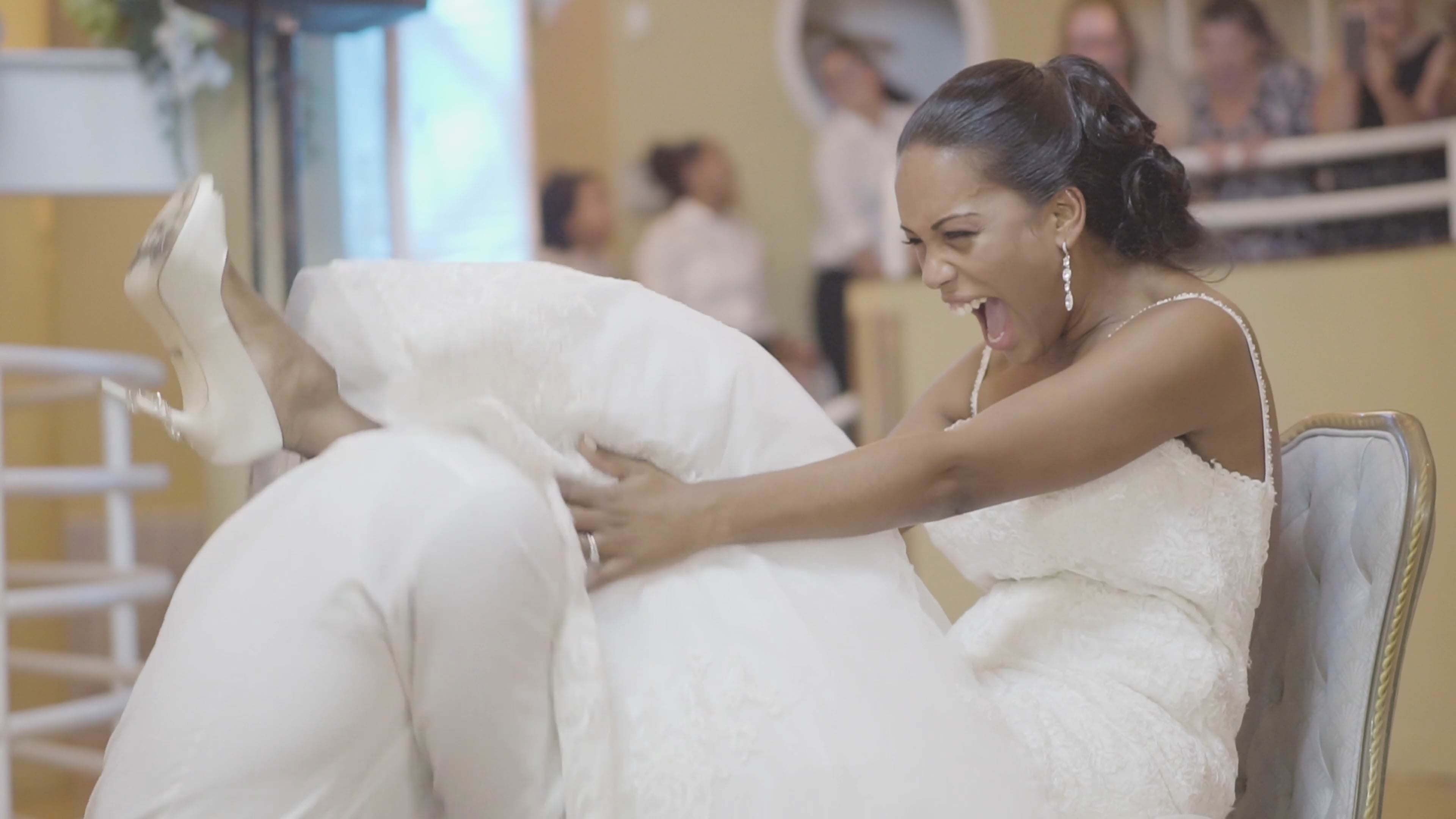 Armory Perth Amboy Wedding | Yudelkis & Stephen | Garter & Bouquet Toss