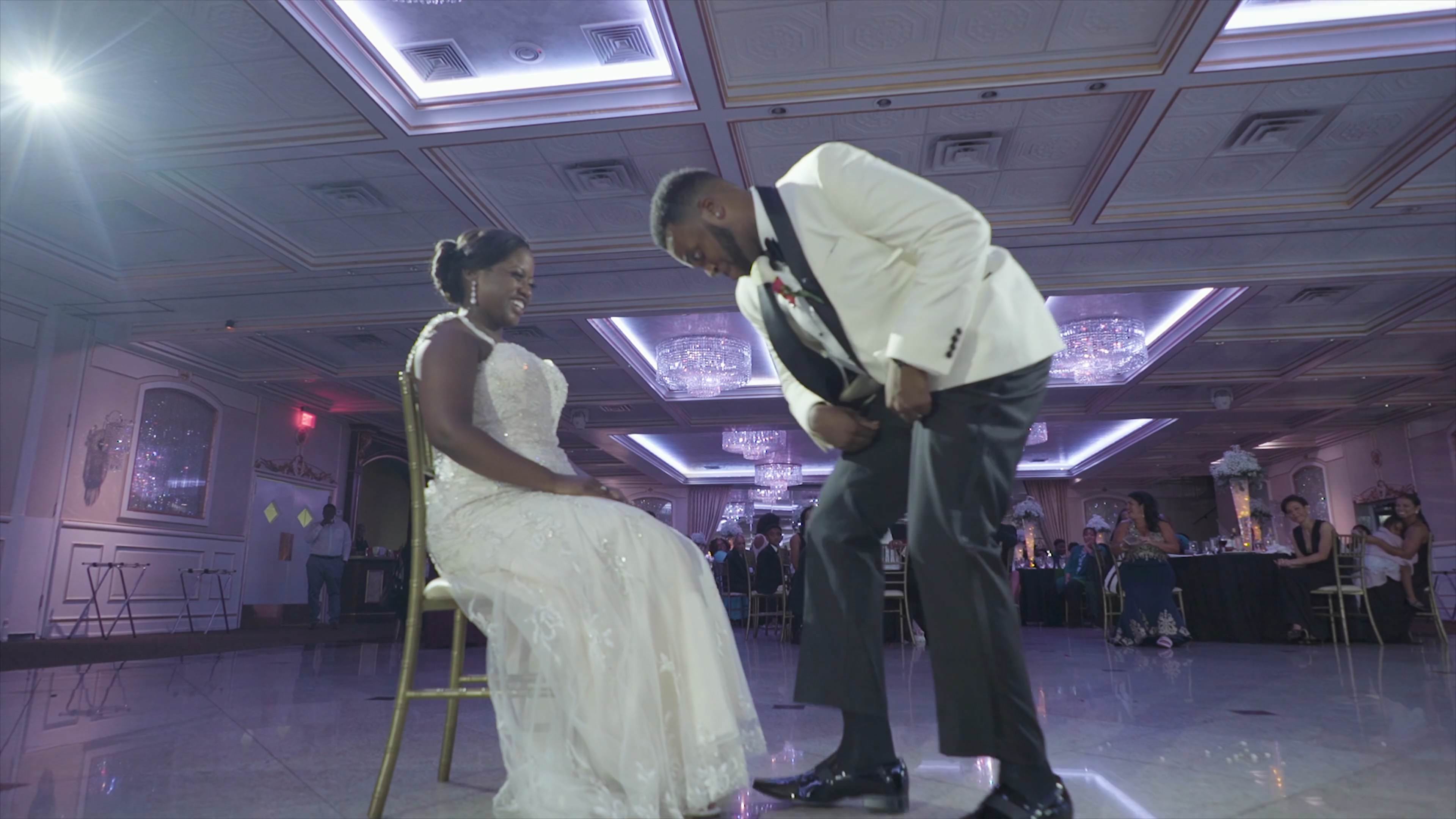 Royal Manor Garfield NJ Christian Wedding | Jade & Scott | Garter Bouquet Toss
