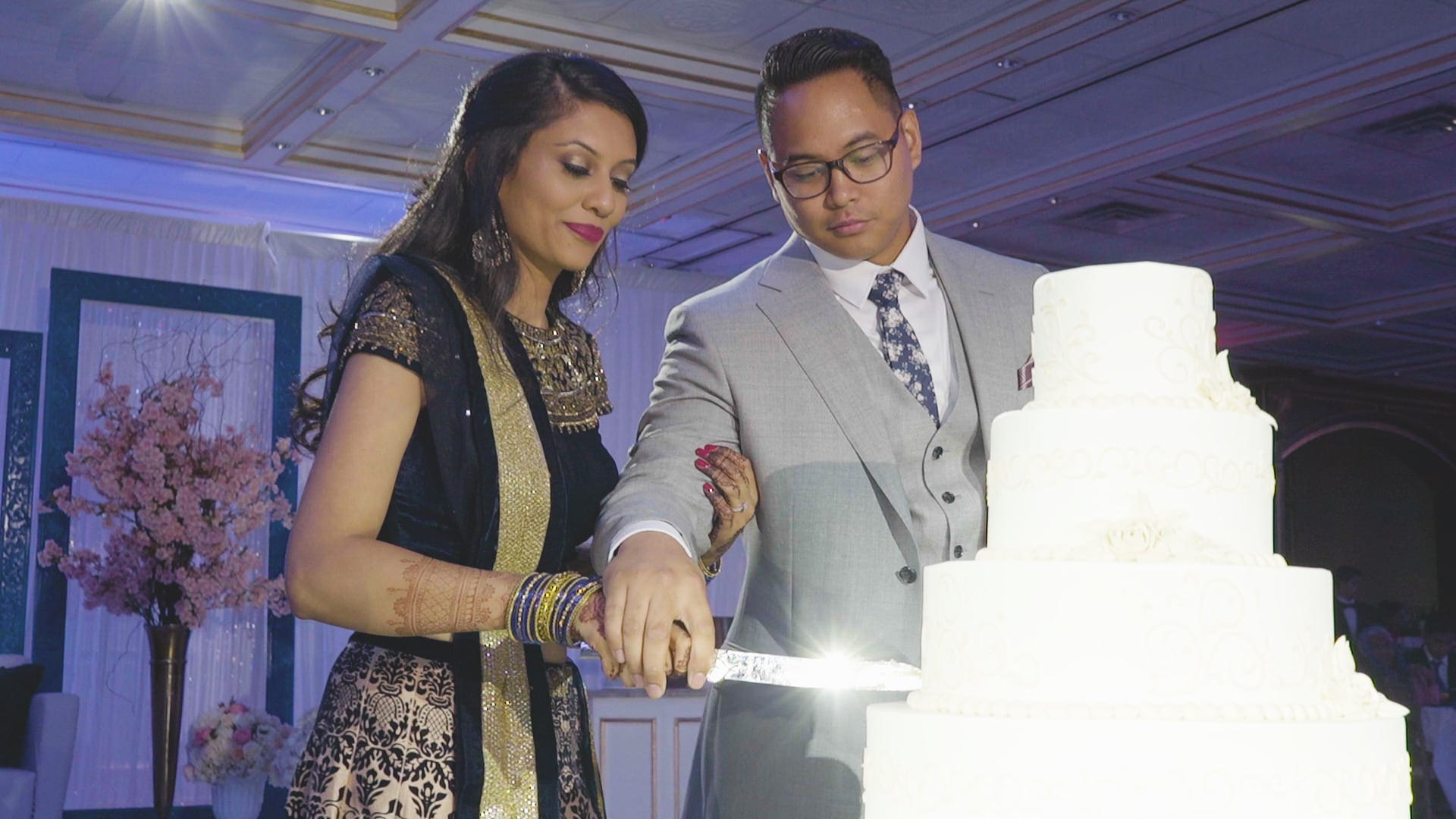 Royal Manor Garfield NJ Fusion Wedding | Khusbu & Jeff | Cake Cutting