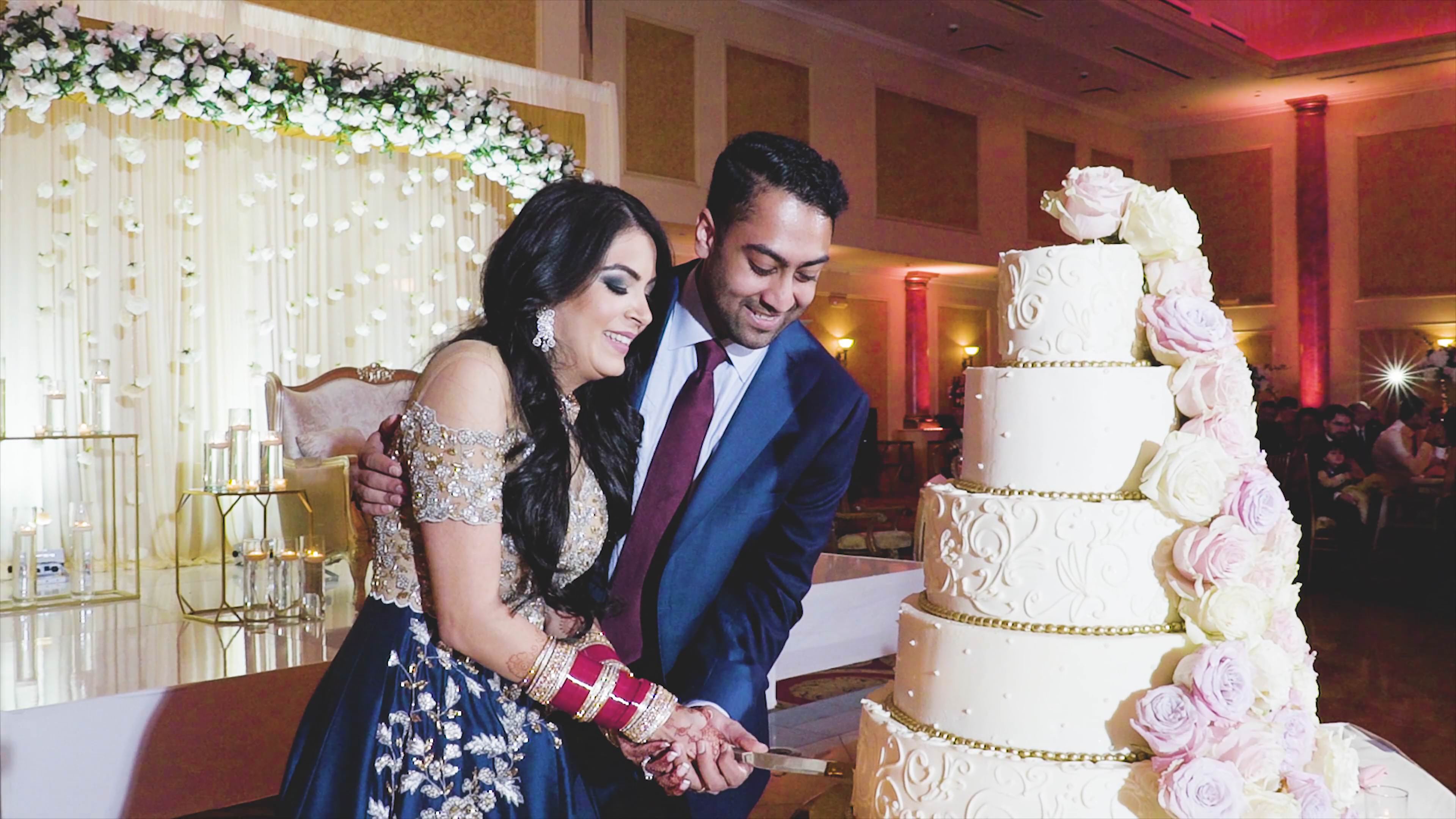The Merion Cinnaminson NJ Hindu Wedding | Khushboo & Ruben | Cake Cutting