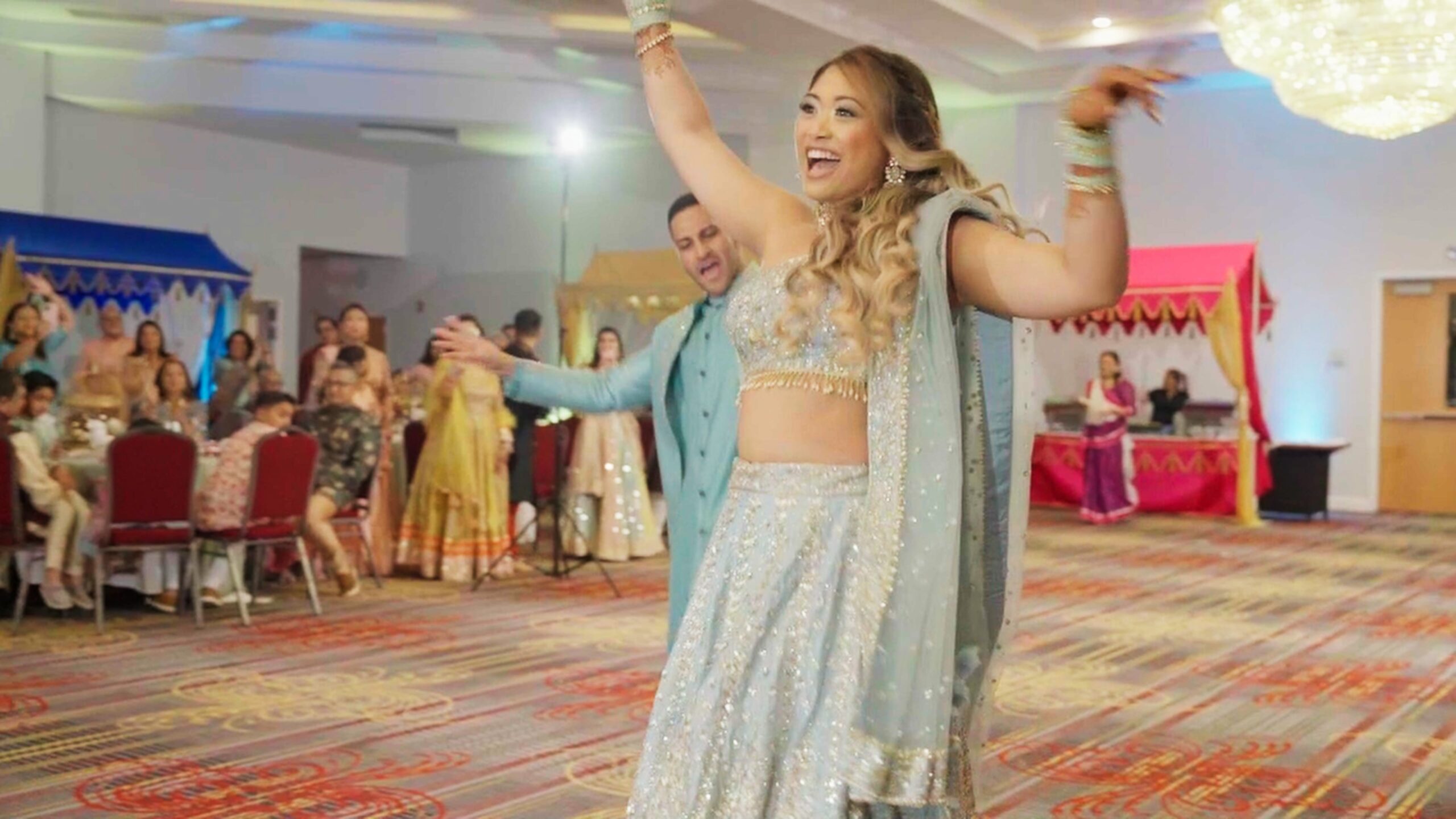 Church of St. Joan of Arc Marlton NJ Fusion Wedding | Camille & Rukil | Sangeet Grand Entrance