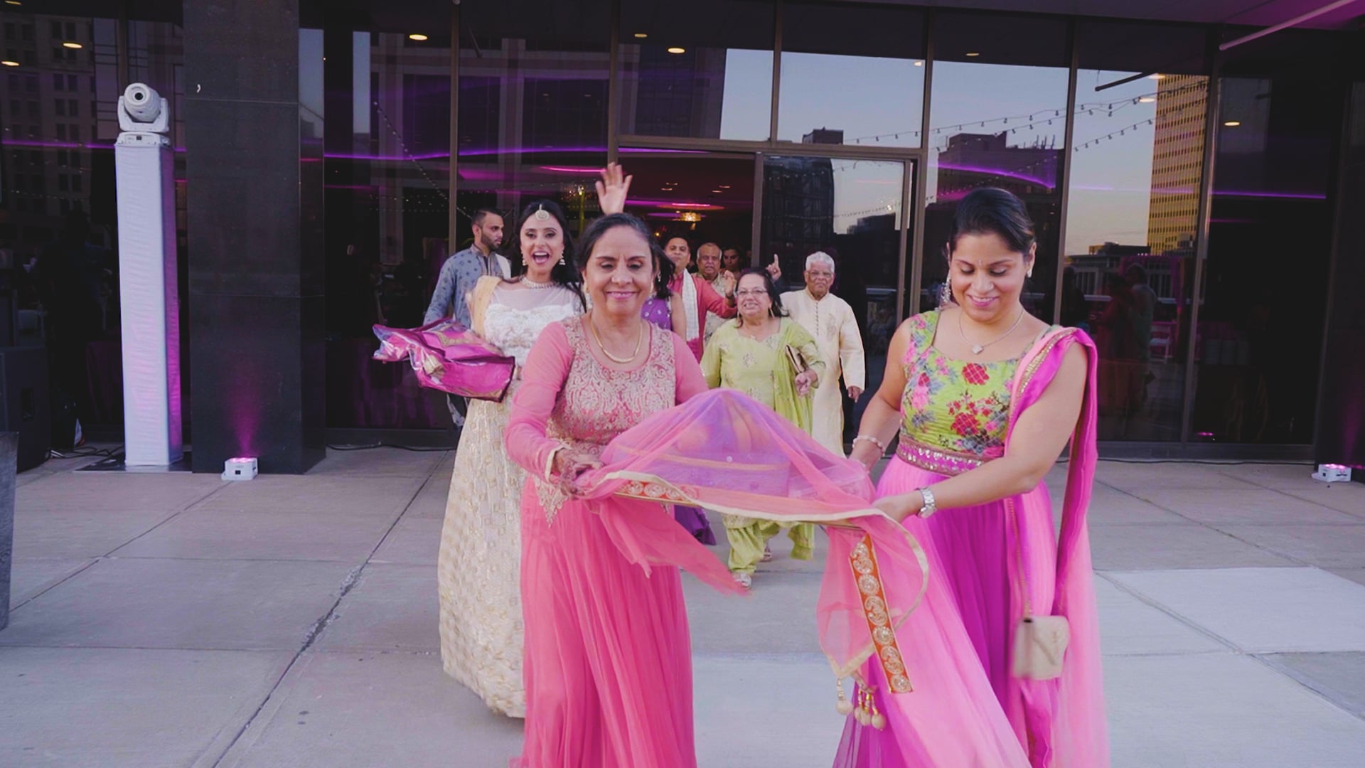 Regions Tower Indianapolis IN Hindu Wedding | Raina & Pawan | Khawani Family Sangeet Entrance