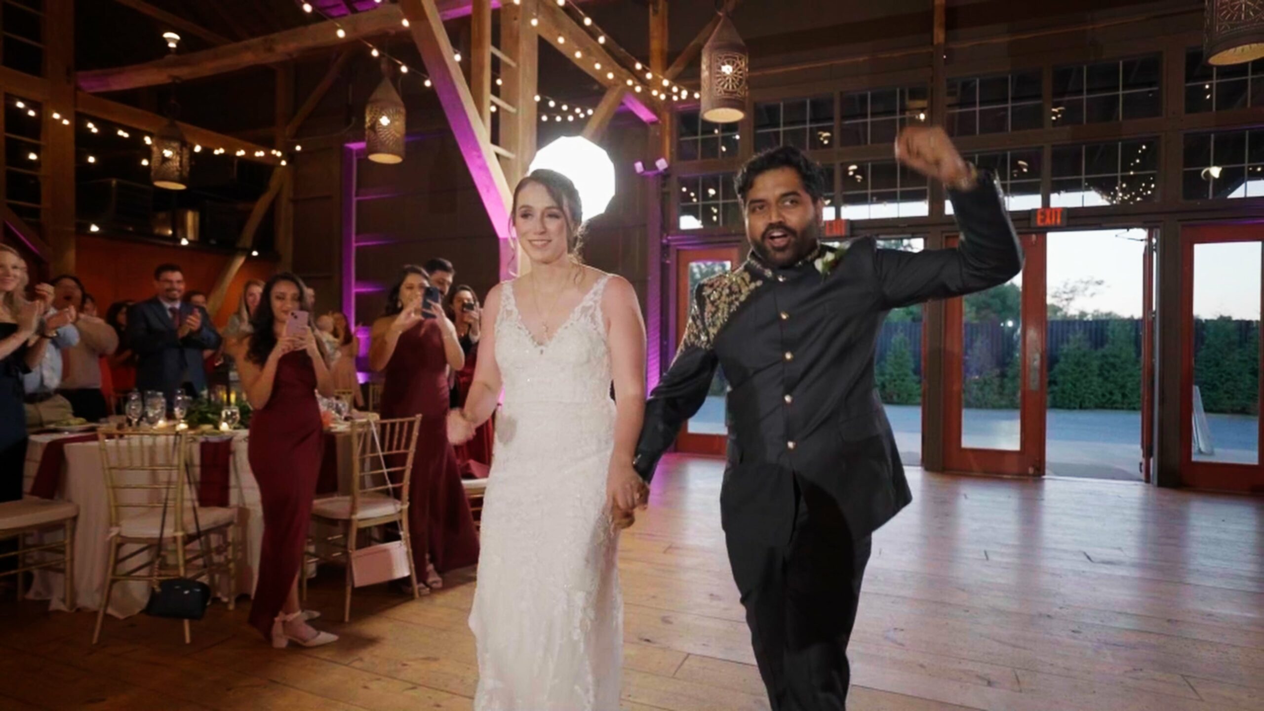 Riverside on the Potomac Leesburg VA Fusion Wedding | Beverly & Jayanth | Reception Grand Entrance