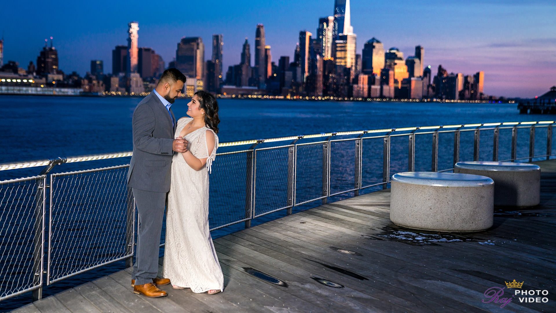 Pier at Hoboken NJ Engagement Shoot | Zalak & Parag